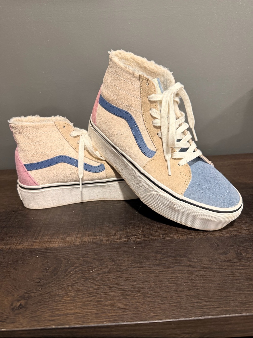 Van’s High-Top Women's Suede-Upper Sneakers - Blue, Pink, Cream
